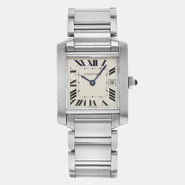 Cartier Silver Stainless Steel Tank Francaise W51011Q3 Quartz Women's Wristwatch 25 mm 1160728