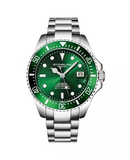 Мужские японские дайверские часы Seiko NH35 с автоподзаводом, браслет из нержавеющей стали Stuhrling, зеленый 17711549 | green