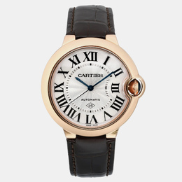 Cartier Silver 18k Rose Gold Ballon Bleu 3927 Automatic Men's Wristwatch 36 mm 1160637