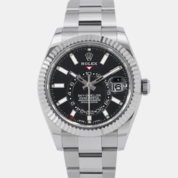 Rolex Black 18k White Gold Stainless Steel Sky-Dweller (326934) Automatic Men's Wristwatch