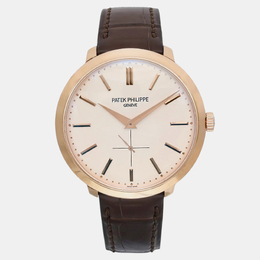 Patek Philippe Cream 18k Rose Gold Calatrava Manual Winding Men's Watch Ref.5123R-001