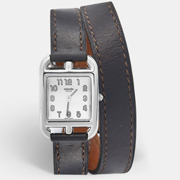 Hermes Silver Dial Stainless Steel Leather Cape Cod CC1.210 Unisex Wristwatch 23 mm 1037965