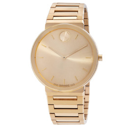 Movado Bold Horizon Quartz Gold Dial Watch - Yellow Gold IP Stainless Steel Case and Bracelet (Article 3601081)