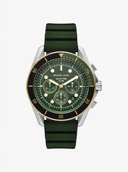 Большие морские двухцветные часы из силикона Michael Kors, зеленый mk9214 | green
