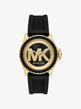 Крупные часы everest из золота и силикона Michael Kors, черный mk7537 | black