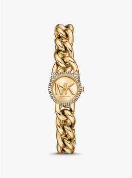 Маленькие часы с цепочкой золотистого оттенка с паве Michael Kors, золотой mko1067 | gold