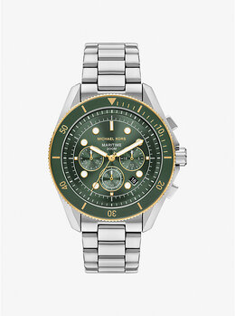 Крупные морские двухцветные часы Michael Kors, серебряный mk9215 | silver