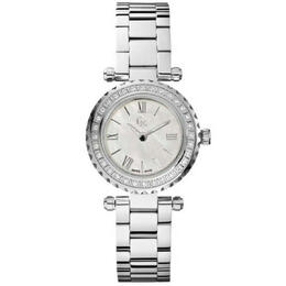 Guess Women's Quartz White Dial Watch with Stainless Steel Bracelet