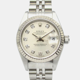 Rolex Datejust 79174 REF 1156866 Women's Automatic Wristwatch with White Gold Fluted Bezel and Silver Dial