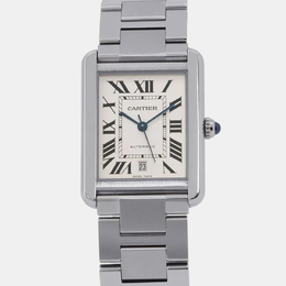 Cartier Tank Solo Men's Wristwatch, Model W5200028, White Stainless Steel Case Size 31mm Automatic Mechanical Movement