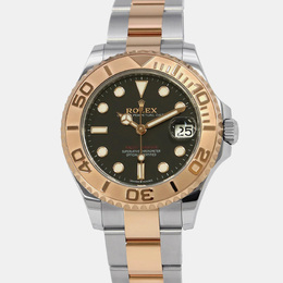 Rolex Black Stainless Steel 18K Rose Gold Yacht-Master Reference 268621