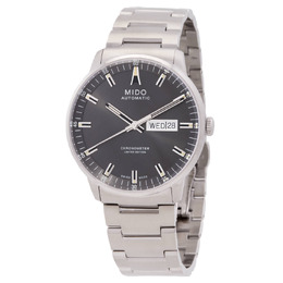 Mido Commander IBA Mens Quartz Watch with Anthracite Dial and Silver Stainless Steel Case - Model m0214311106102