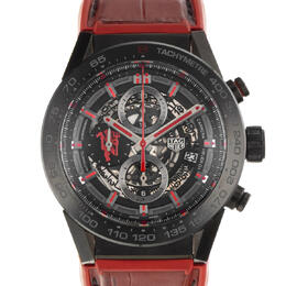 Pre-owned Tag Heuer Carrera Chronograph Black Opalin Dial Mens Watch car2a1j.fc6416