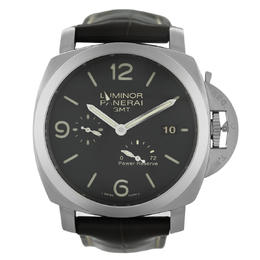 Pre-owned Panerai Luminor Marina 1950 GMT Automatic Black Dial Mens Watch pam00347