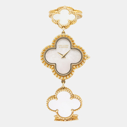 Van Cleef & Arpels White 18K Yellow Gold Alhambra VCARO40T00 Women's Wristwatch 26mm 1166329