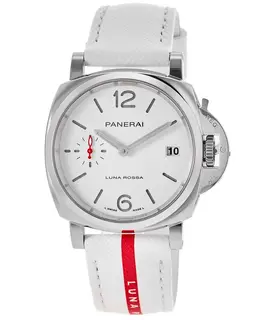 Panerai Luminor Due Luna Rossa Automatic White Dial Leather Strap Unisex Watch pam01378