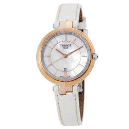 Tissot Flamingo White Mother of Pearl Dial Ladies Watch with PVD Stainless Steel Case and Open Box Irregularities - Артикул T0942102611101