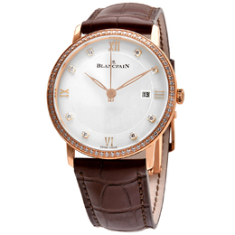 Pre-owned Blancpain Villeret Mens Watch Diamond Opaline Dial Ref 6651-2987-55B