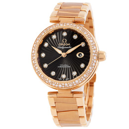 Pre-owned Omega De Ville Ladymatic Diamond Black Dial Ladies Watch 425.65.34.20.51.001