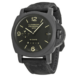 Pre-owned Panerai Luminor 1950 10 Days GMT Black Dial Mens Watch pam00335