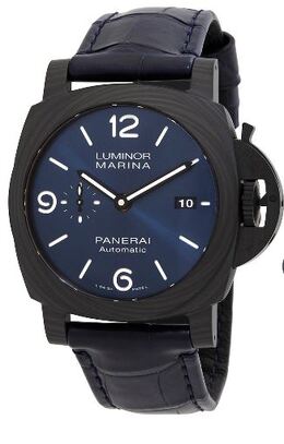 Pre-owned Panerai Luminor Marina Automatic Blue Dial Mens Watch pam01664