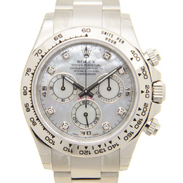 Pre-owned Rolex Cosmograph Daytona Chronograph Mens Watch 18kt White Gold Mother of Pearl Diamond Dial Oyster 72 Hour Power Reserve