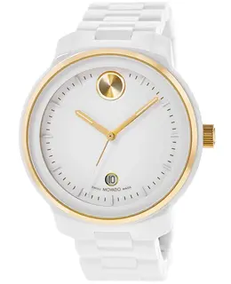 Authentic Movado Bold Verso White Dial Ceramic Women's Watch Model 360094