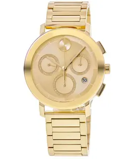 Movado Evolution Quartz Chronograph Yellow Gold Dial Steel Men's Watch Model 3601098