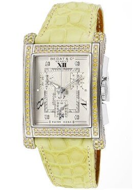 Bedat No. 7 Silver Dial Yellow Diamond Yellow Leather Ladies Watch 778.056.109