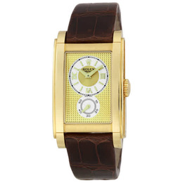 Rolex Cellini Prince 54408 Mens Analog Watch Champagne Dial with Brown Leather Strap