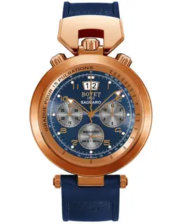 Bovet Sportster Saguaro Chronograph Blue Dial Rubber Strap Men's Watch sp0473