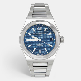 Girard Perregaux Laureato 81010-11-431-11A Men's Blue Stainless Steel Watch, Octagonal Bezel, Automatic Movement