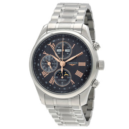 Longines The Longines Master Collection Chronograph GMT Automatic Moon Phase Anthracite Dial Mens Watch l2.773.4.61.6