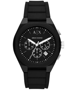 Мужские часы Rafael с хронографом, черные силиконовые, 44 мм A|X Armani Exchange, черный 17621017 | black