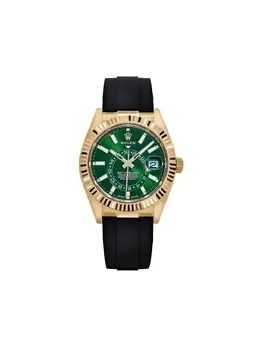 Rolex Sky-Dweller Ref 30953277, Black Dial with Green Subdials and Fluted Bezel