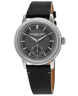 Raymond Weil Millesime Automatic Small Seconds Grey Dial Black Leather Strap Men's Watch 2930-stc-60001