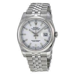 Rolex Datejust 36 White Dial Stainless Steel Jubilee Bracelet Automatic Mens Watch - Ref. 116200WSJR