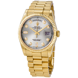 Pre-owned Rolex Day-Date Silver Dial Mens Watch 118238sdp