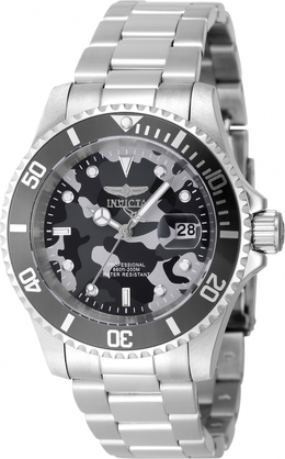 Invicta Pro Diver Mens Camo Series Watch 48566 - Analog Quartz with Date, Silver-tone Stainless Steel Case and Bracelet