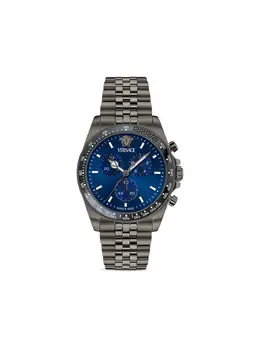 Versace Vertime Watch Model 30788694 - Gunmetal Body, Stainless Steel Construction, Round Case Shape