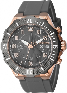 Invicta Mens Aviator Chronograph Grey Dial with Rose Gold-tone Elements - Model 39895