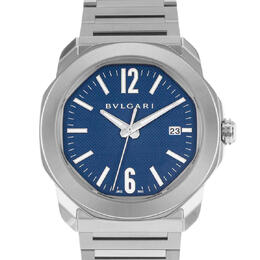 Pre-owned Bulgari Octo Roma Mens Watch Blue Clous De Paris Dial Model: 103739