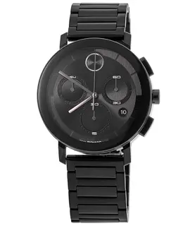 Brand New Authentic Movado Bold Evolution Quartz Chronograph Black Dial Steel Men's Watch Model 3601099