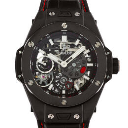 Pre-owned Hublot Big Bang Meca-10 Black Magic Matt Black Skeleton Dial Mens Watch 414.ci.1123.rx