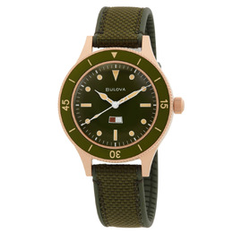 98A324 Bulova Mil Ships 150th Anniversary Special Edition Automatic Green Dial Watch