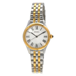 Seiko Classic Quartz White Dial Ladies Watch with Silver-tone Case and Two-Tone Bracelet - Model SUR612P1
