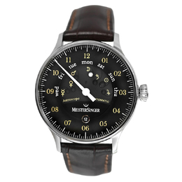 Pre-owned MeisterSinger Astroscope As9020R Day Automatic Black Dial Mens Watch