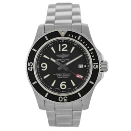 Pre-owned Breitling Superocean A17367 Mens Automatic Chronometer Black Dial Watch