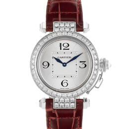 Pre-owned Cartier Pasha Quartz Diamond Silver Dial Ladies Watch WJ11922G
