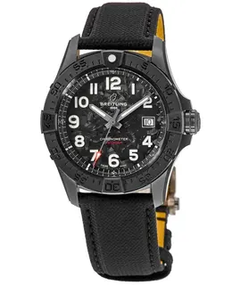 Breitling Avenger Automatic 42 Night Mission Black Dial Leather Strap Men's Watch s17328101b1x1